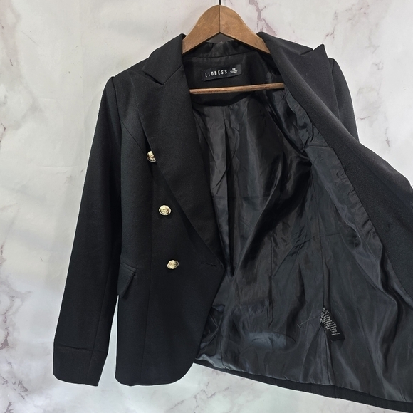 Lioness Blazer Womens XS Black Double Breasted Jacket Stretch Buttons Palermo - Picture 10 of 14